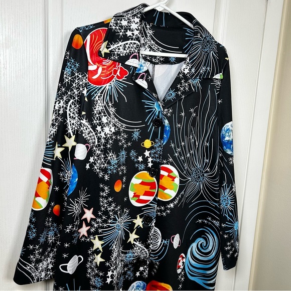 Women’s Space/planets Large Duster Robe Or Jacket Fashion Wear Multi Colored - Picture 2 of 15